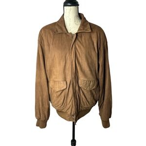 VINTAGE G-111 BROWN‎ LEATHER BOMBER JACKET MEN'S SIZE L GLOBAL IDENTITY LINED